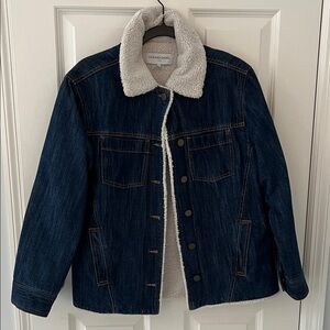 Gerard Darel Dark Blue Jacket with White Shearling